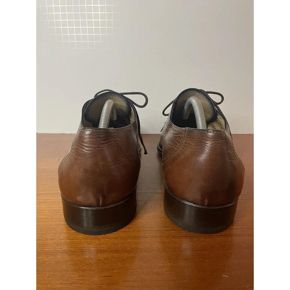 Salvatore Ferragamo Men’s Oxford Dress Shoes Leather Brown Size 12 Italy